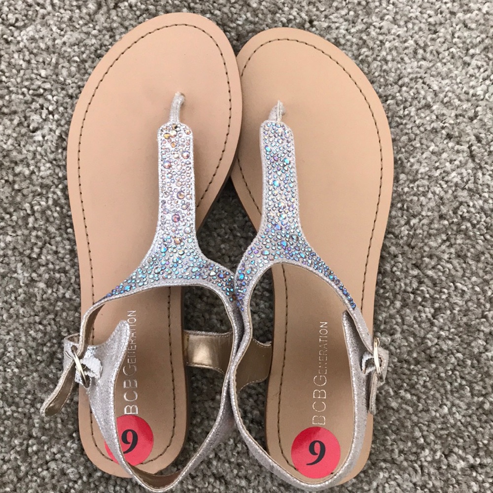 BCBG Generation Nude Sparkly Sandals